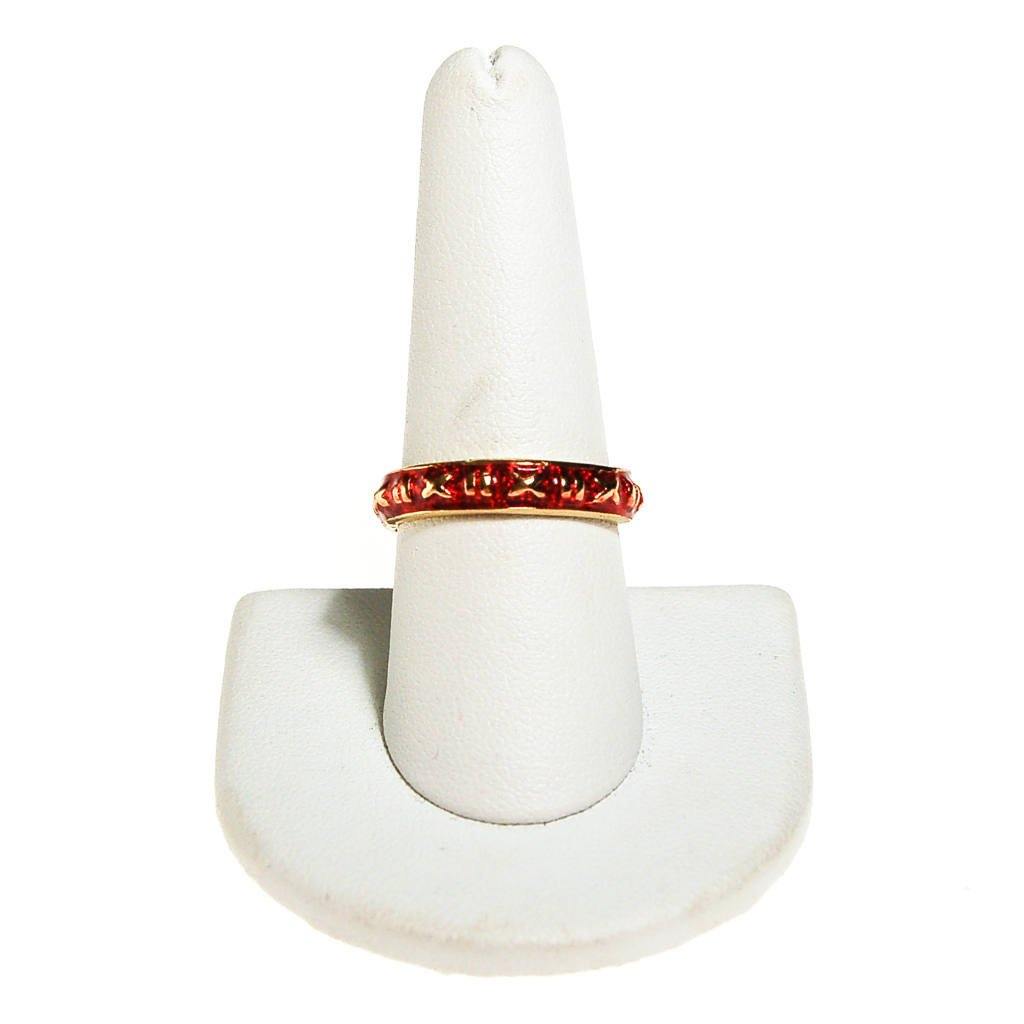 Red Enamel Ring Stacking Ring set Gold Tone by Unsigned Beauty - Vintage Meet Modern Vintage Jewelry - Chicago, Illinois - #oldhollywoodglamour #vintagemeetmodern #designervintage #jewelrybox #antiquejewelry #vintagejewelry