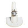 Huge Oval CZ Statement Ring set in Silver Tone by Unsigned Beauty - Vintage Meet Modern Vintage Jewelry - Chicago, Illinois - #oldhollywoodglamour #vintagemeetmodern #designervintage #jewelrybox #antiquejewelry #vintagejewelry