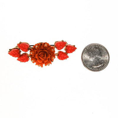 Coral and Pink Carved Celluloid Rose Brooch by Unsigned Beauty - Vintage Meet Modern Vintage Jewelry - Chicago, Illinois - #oldhollywoodglamour #vintagemeetmodern #designervintage #jewelrybox #antiquejewelry #vintagejewelry