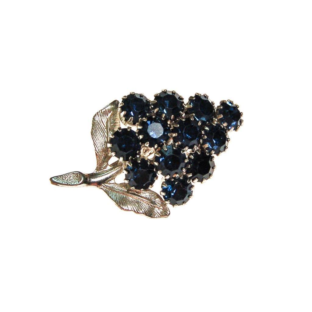 Sapphire Rhinestone Cluster of Grapes Brooch by Unsigned Beauty - Vintage Meet Modern Vintage Jewelry - Chicago, Illinois - #oldhollywoodglamour #vintagemeetmodern #designervintage #jewelrybox #antiquejewelry #vintagejewelry
