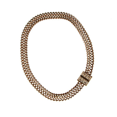 Givenchy Gold Chain Necklace with Rhinestone Logo Clasp by Givenchy - Vintage Meet Modern Vintage Jewelry - Chicago, Illinois - #oldhollywoodglamour #vintagemeetmodern #designervintage #jewelrybox #antiquejewelry #vintagejewelry