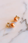 Gold Pearl Earrings with Cubic Zirconia by 1980s - Vintage Meet Modern Vintage Jewelry - Chicago, Illinois - #oldhollywoodglamour #vintagemeetmodern #designervintage #jewelrybox #antiquejewelry #vintagejewelry