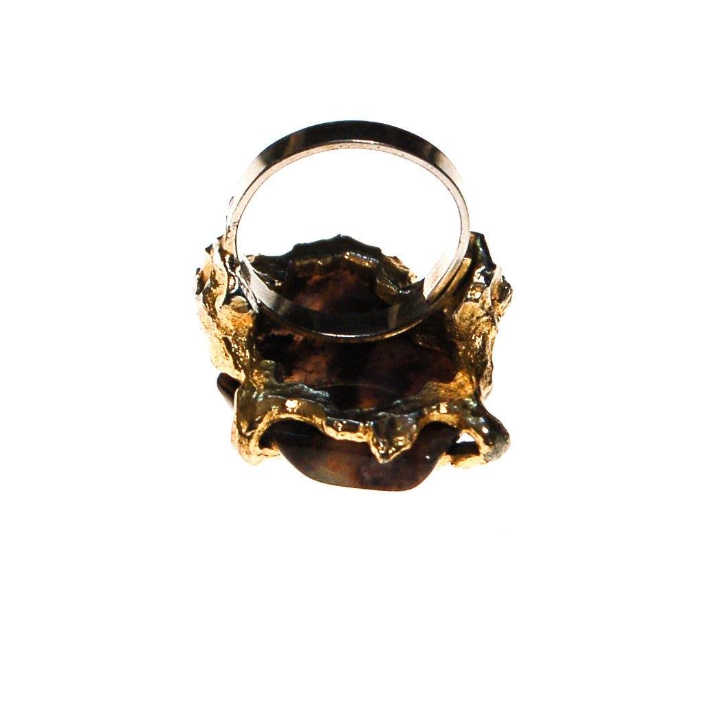 Brutalis Modern Spotted Agate Statement Ring by Artisan - Vintage Meet Modern Vintage Jewelry - Chicago, Illinois - #oldhollywoodglamour #vintagemeetmodern #designervintage #jewelrybox #antiquejewelry #vintagejewelry