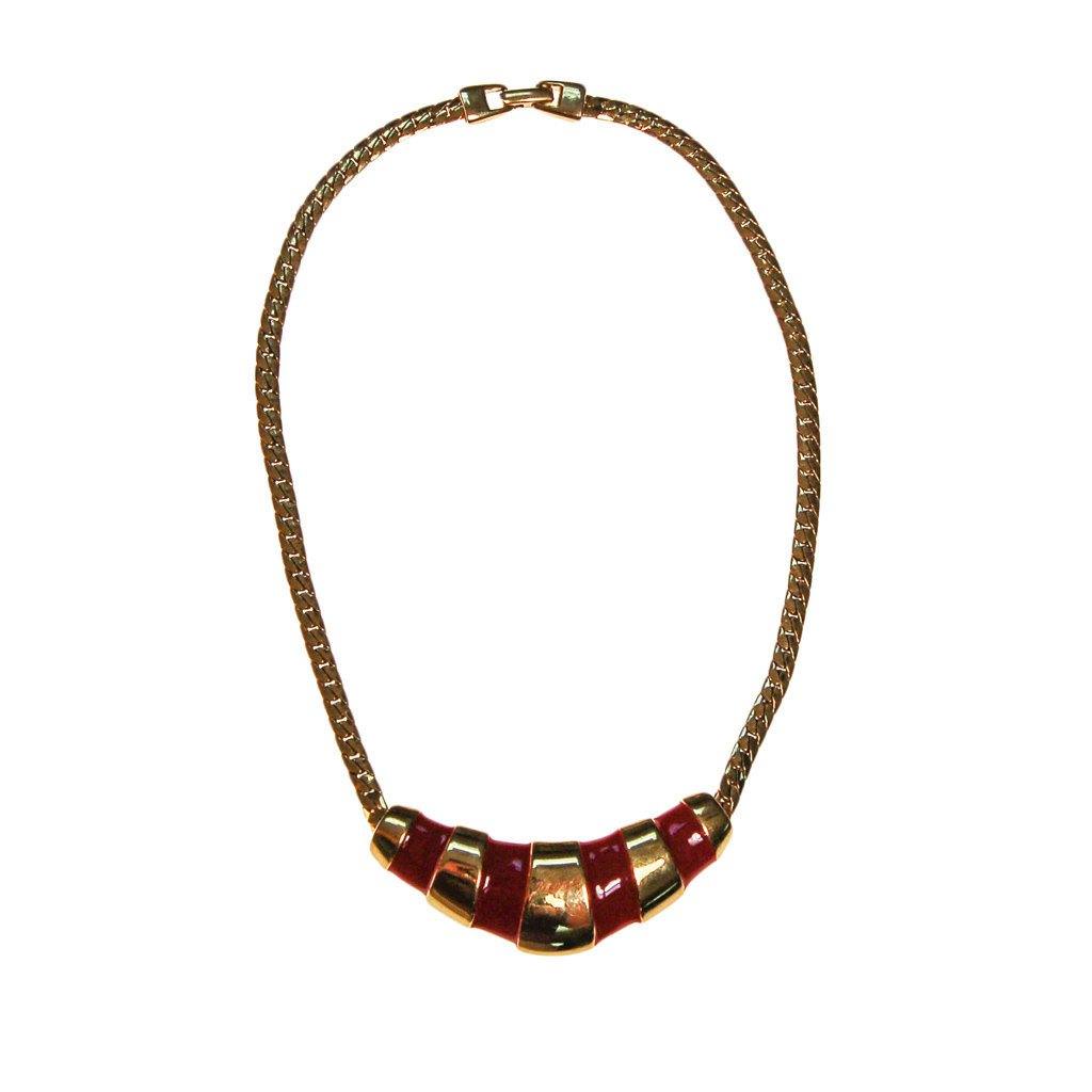 Gold and Red Napier Collar Necklace, 1970s by Napier - Vintage Meet Modern Vintage Jewelry - Chicago, Illinois - #oldhollywoodglamour #vintagemeetmodern #designervintage #jewelrybox #antiquejewelry #vintagejewelry