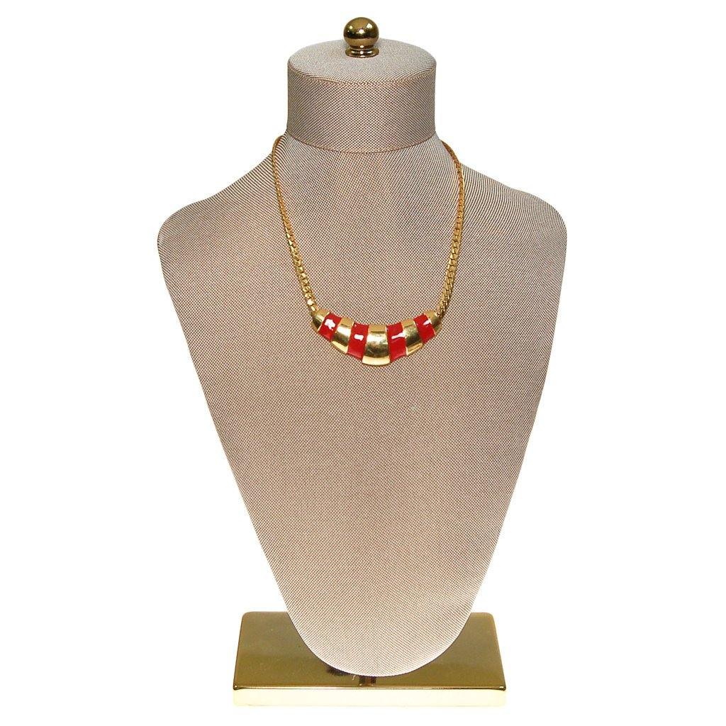 Gold and Red Napier Collar Necklace, 1970s by Napier - Vintage Meet Modern Vintage Jewelry - Chicago, Illinois - #oldhollywoodglamour #vintagemeetmodern #designervintage #jewelrybox #antiquejewelry #vintagejewelry