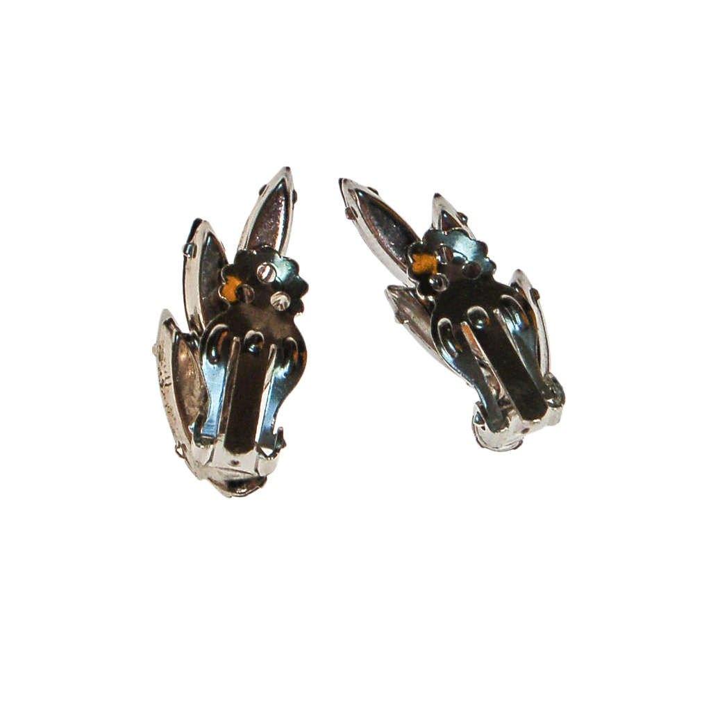 Mid Century Modern Black and White Rhinestone Earrings by Unsigned Beauty - Vintage Meet Modern Vintage Jewelry - Chicago, Illinois - #oldhollywoodglamour #vintagemeetmodern #designervintage #jewelrybox #antiquejewelry #vintagejewelry