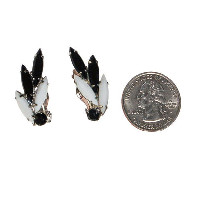 Mid Century Modern Black and White Rhinestone Earrings by Unsigned Beauty - Vintage Meet Modern Vintage Jewelry - Chicago, Illinois - #oldhollywoodglamour #vintagemeetmodern #designervintage #jewelrybox #antiquejewelry #vintagejewelry