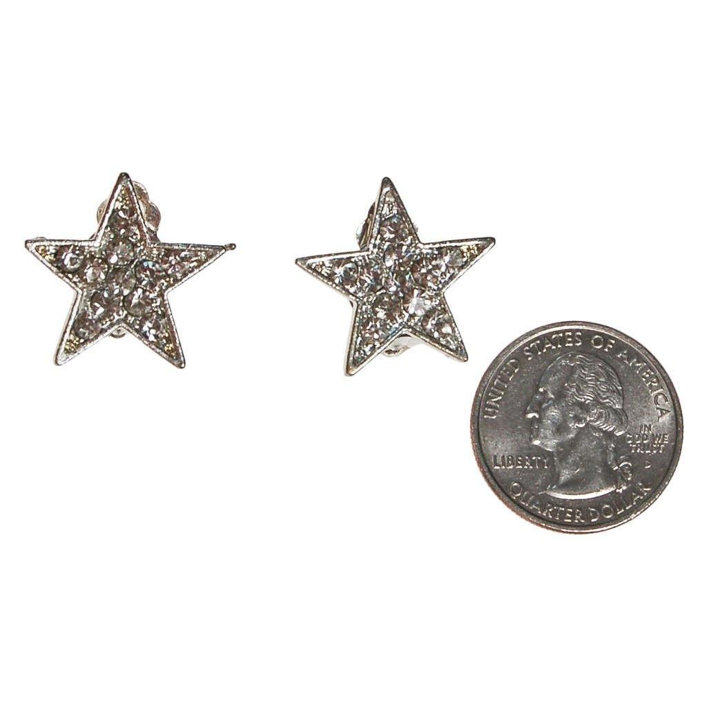 Rhinestone Star Clip On Earrings by Unsigned Beauties - Vintage Meet Modern Vintage Jewelry - Chicago, Illinois - #oldhollywoodglamour #vintagemeetmodern #designervintage #jewelrybox #antiquejewelry #vintagejewelry