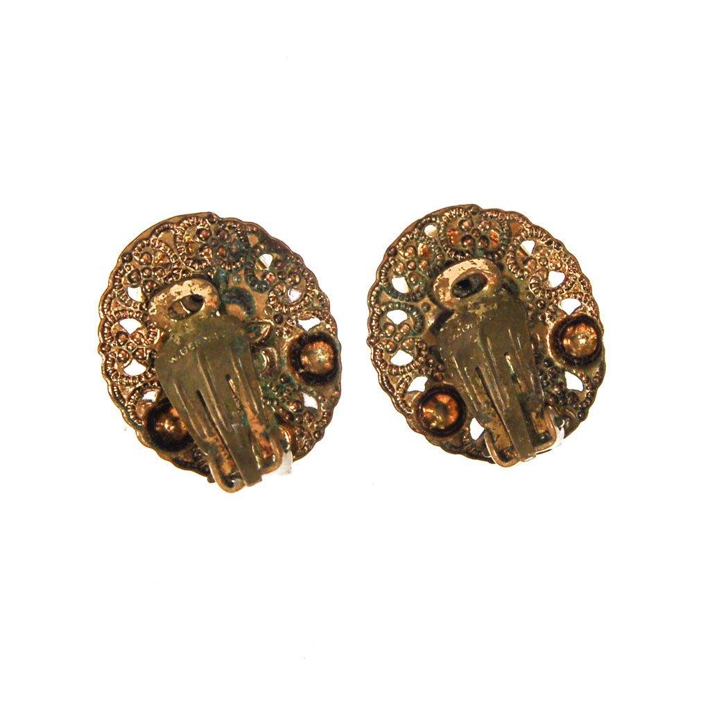 Turquoise, Pearl and Gold Filigree Earrings by West Germany - Vintage Meet Modern Vintage Jewelry - Chicago, Illinois - #oldhollywoodglamour #vintagemeetmodern #designervintage #jewelrybox #antiquejewelry #vintagejewelry