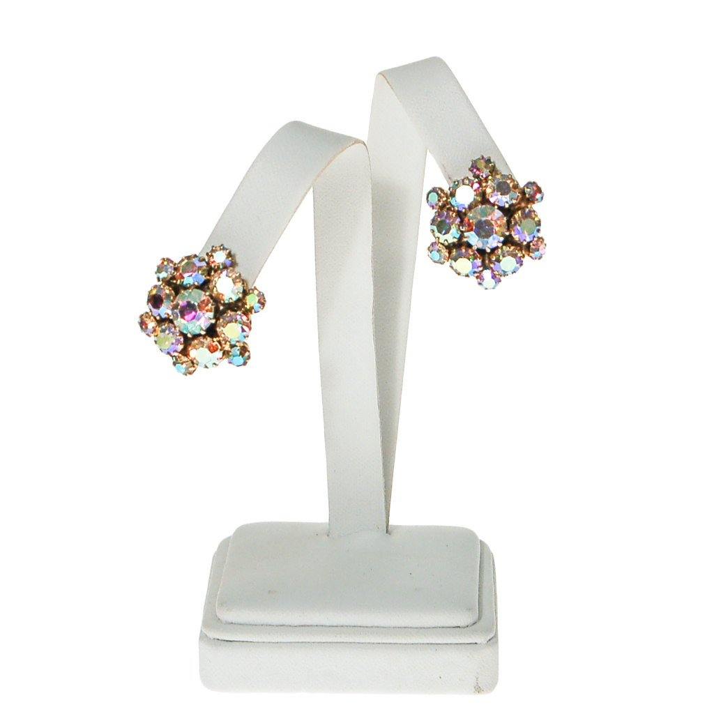 Aurora Borealis Rhinestone Earrings by 1950s - Vintage Meet Modern Vintage Jewelry - Chicago, Illinois - #oldhollywoodglamour #vintagemeetmodern #designervintage #jewelrybox #antiquejewelry #vintagejewelry