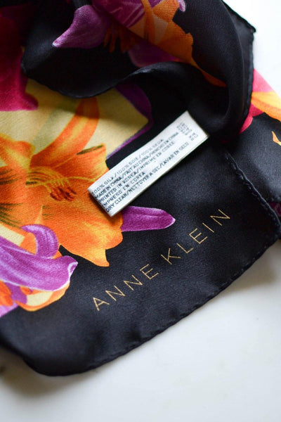 Orange, Pink, Purple Floral Silk Scarf by Anne Klein by Anne Klein - Vintage Meet Modern Vintage Jewelry - Chicago, Illinois - #oldhollywoodglamour #vintagemeetmodern #designervintage #jewelrybox #antiquejewelry #vintagejewelry