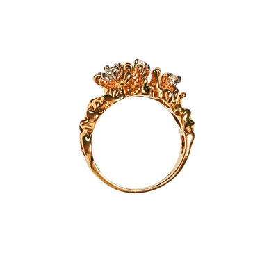 Gold Brutalist Ring with Rhinestones by Brutalist - Vintage Meet Modern Vintage Jewelry - Chicago, Illinois - #oldhollywoodglamour #vintagemeetmodern #designervintage #jewelrybox #antiquejewelry #vintagejewelry