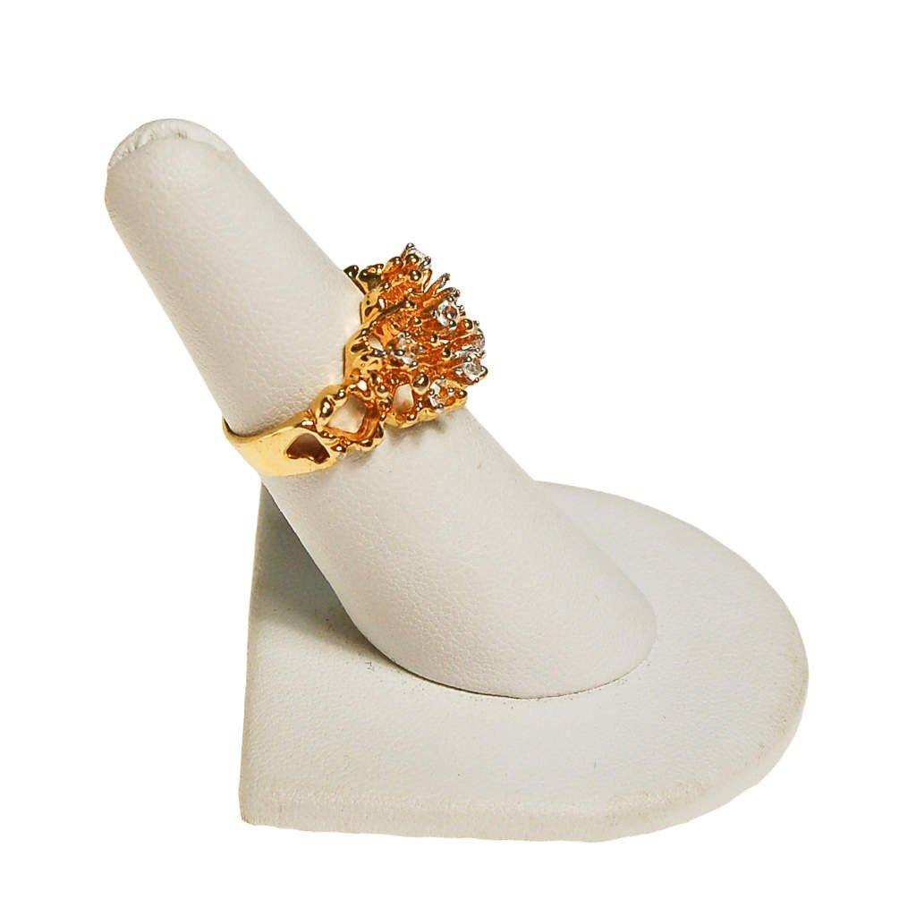 Gold Brutalist Ring with Rhinestones by Brutalist - Vintage Meet Modern Vintage Jewelry - Chicago, Illinois - #oldhollywoodglamour #vintagemeetmodern #designervintage #jewelrybox #antiquejewelry #vintagejewelry
