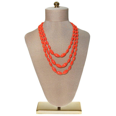 Multi Strand Coral Glass Bead Necklace by Made in Austria - Vintage Meet Modern Vintage Jewelry - Chicago, Illinois - #oldhollywoodglamour #vintagemeetmodern #designervintage #jewelrybox #antiquejewelry #vintagejewelry