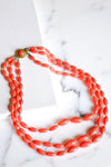 Multi Strand Coral Glass Bead Necklace by Made in Austria - Vintage Meet Modern Vintage Jewelry - Chicago, Illinois - #oldhollywoodglamour #vintagemeetmodern #designervintage #jewelrybox #antiquejewelry #vintagejewelry