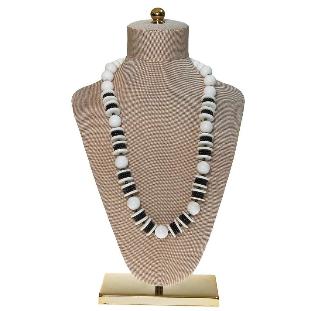 Long Black and White Chunky Bead Necklace by Unsigned Beauty - Vintage Meet Modern Vintage Jewelry - Chicago, Illinois - #oldhollywoodglamour #vintagemeetmodern #designervintage #jewelrybox #antiquejewelry #vintagejewelry
