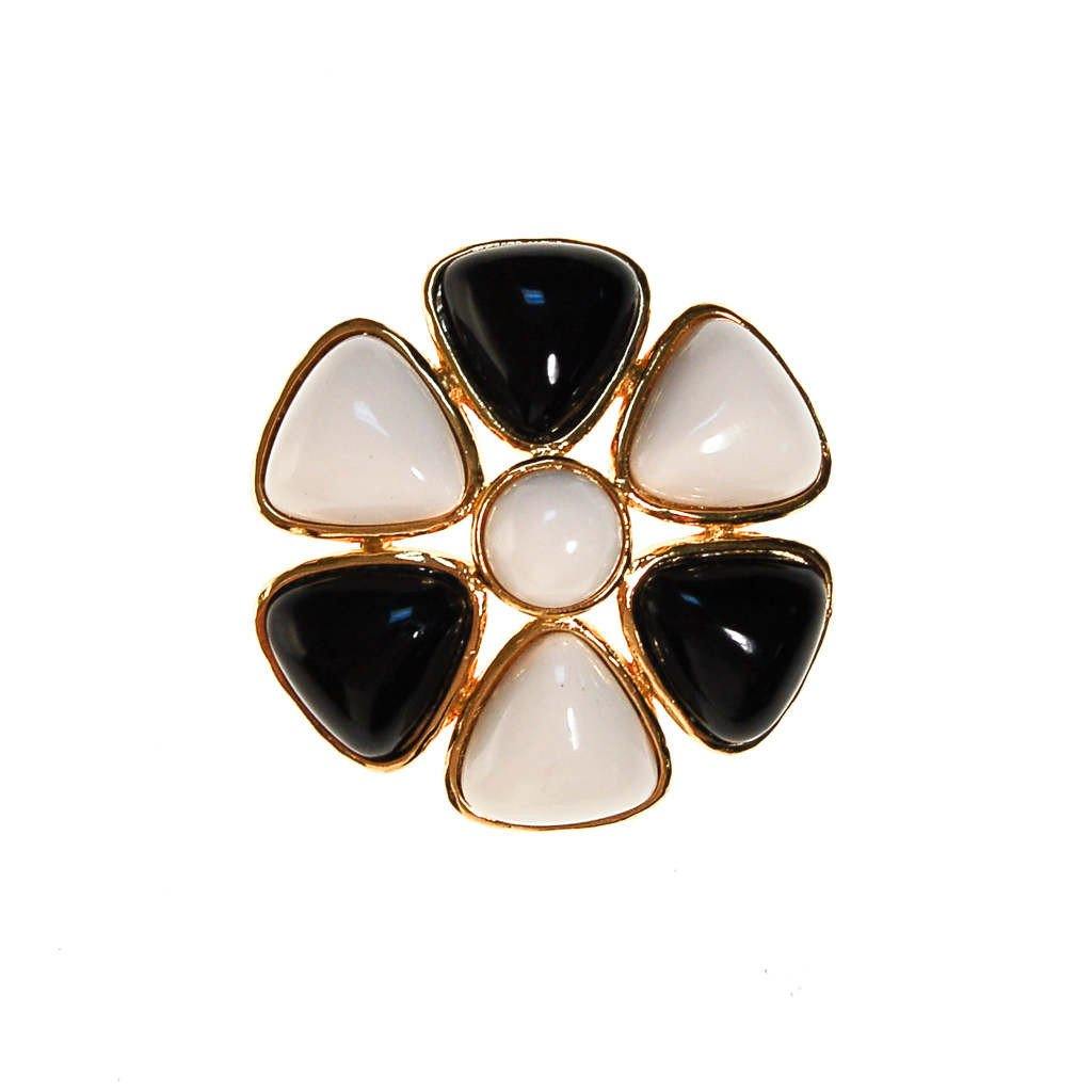 Miss Valentino Black and White Brooch