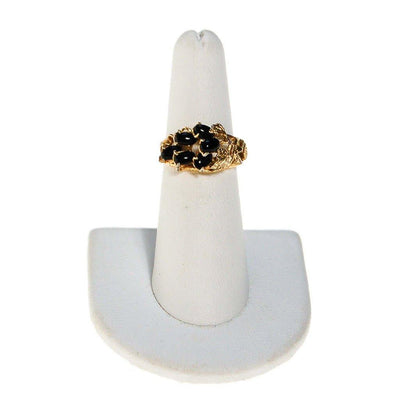Black Onyx and Gold Tone Ring by Unsigned Beauty - Vintage Meet Modern Vintage Jewelry - Chicago, Illinois - #oldhollywoodglamour #vintagemeetmodern #designervintage #jewelrybox #antiquejewelry #vintagejewelry