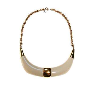 Crown Trifari Cream Lucite and Gold Tone Statement Necklace by Crown Trifari - Vintage Meet Modern Vintage Jewelry - Chicago, Illinois - #oldhollywoodglamour #vintagemeetmodern #designervintage #jewelrybox #antiquejewelry #vintagejewelry