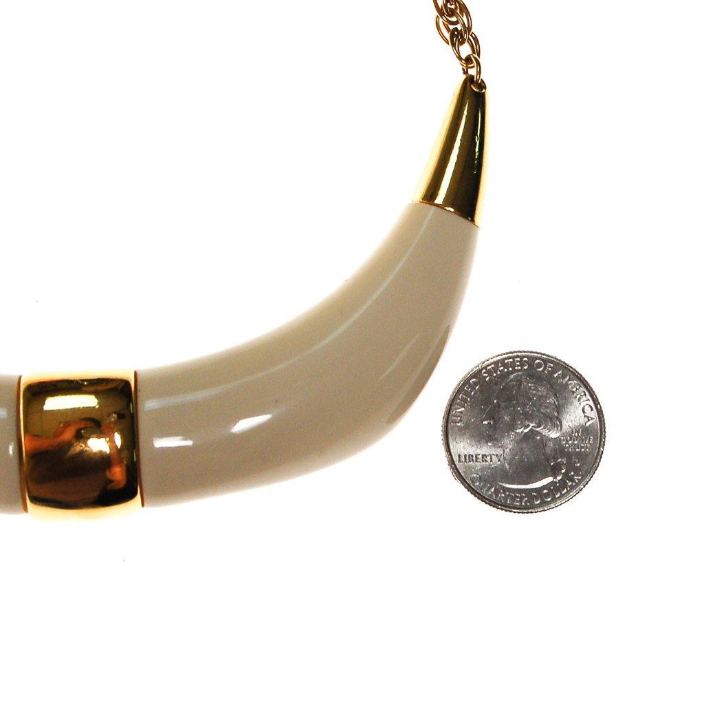 Crown Trifari Cream Lucite and Gold Tone Statement Necklace by Crown Trifari - Vintage Meet Modern Vintage Jewelry - Chicago, Illinois - #oldhollywoodglamour #vintagemeetmodern #designervintage #jewelrybox #antiquejewelry #vintagejewelry