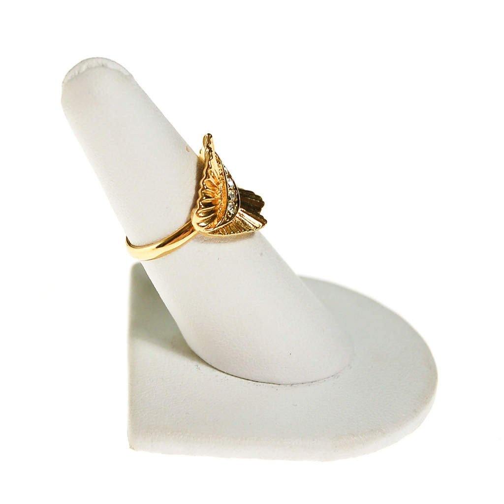 Gold Fluted Ring with Rhinestones by 1960s - Vintage Meet Modern Vintage Jewelry - Chicago, Illinois - #oldhollywoodglamour #vintagemeetmodern #designervintage #jewelrybox #antiquejewelry #vintagejewelry