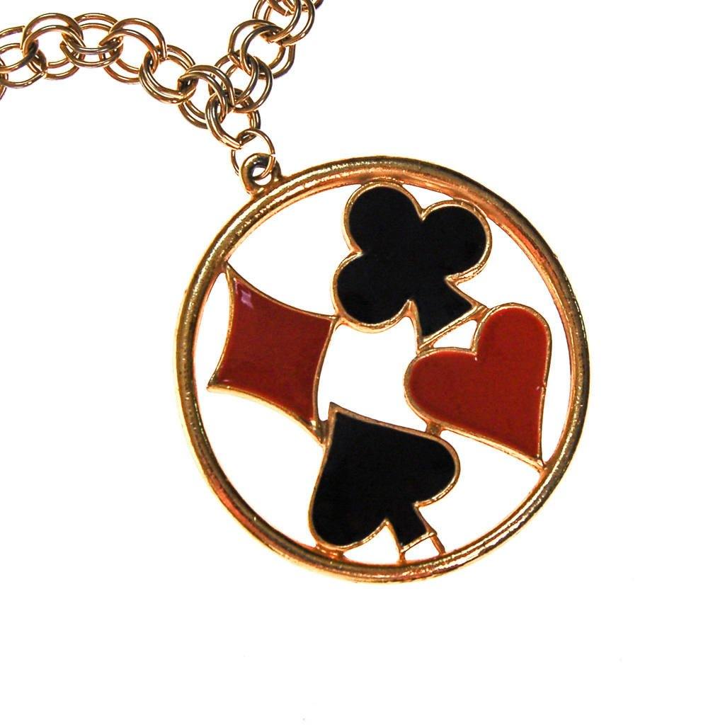 Four Suit Statement Necklace, Black and Red Enamel by 1960s - Vintage Meet Modern Vintage Jewelry - Chicago, Illinois - #oldhollywoodglamour #vintagemeetmodern #designervintage #jewelrybox #antiquejewelry #vintagejewelry