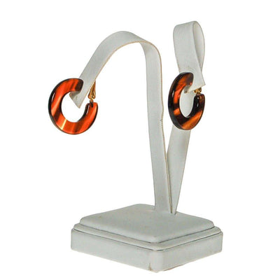 Faux Tortoise Lucite Hoop Earrings by Mid Century Modern - Vintage Meet Modern Vintage Jewelry - Chicago, Illinois - #oldhollywoodglamour #vintagemeetmodern #designervintage #jewelrybox #antiquejewelry #vintagejewelry