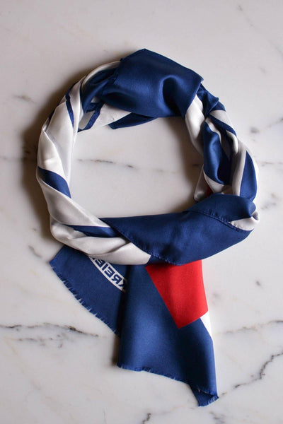 Red, White and Blue Silk Scarf by Kreier made for Marshall Fields by Kreier - Vintage Meet Modern Vintage Jewelry - Chicago, Illinois - #oldhollywoodglamour #vintagemeetmodern #designervintage #jewelrybox #antiquejewelry #vintagejewelry
