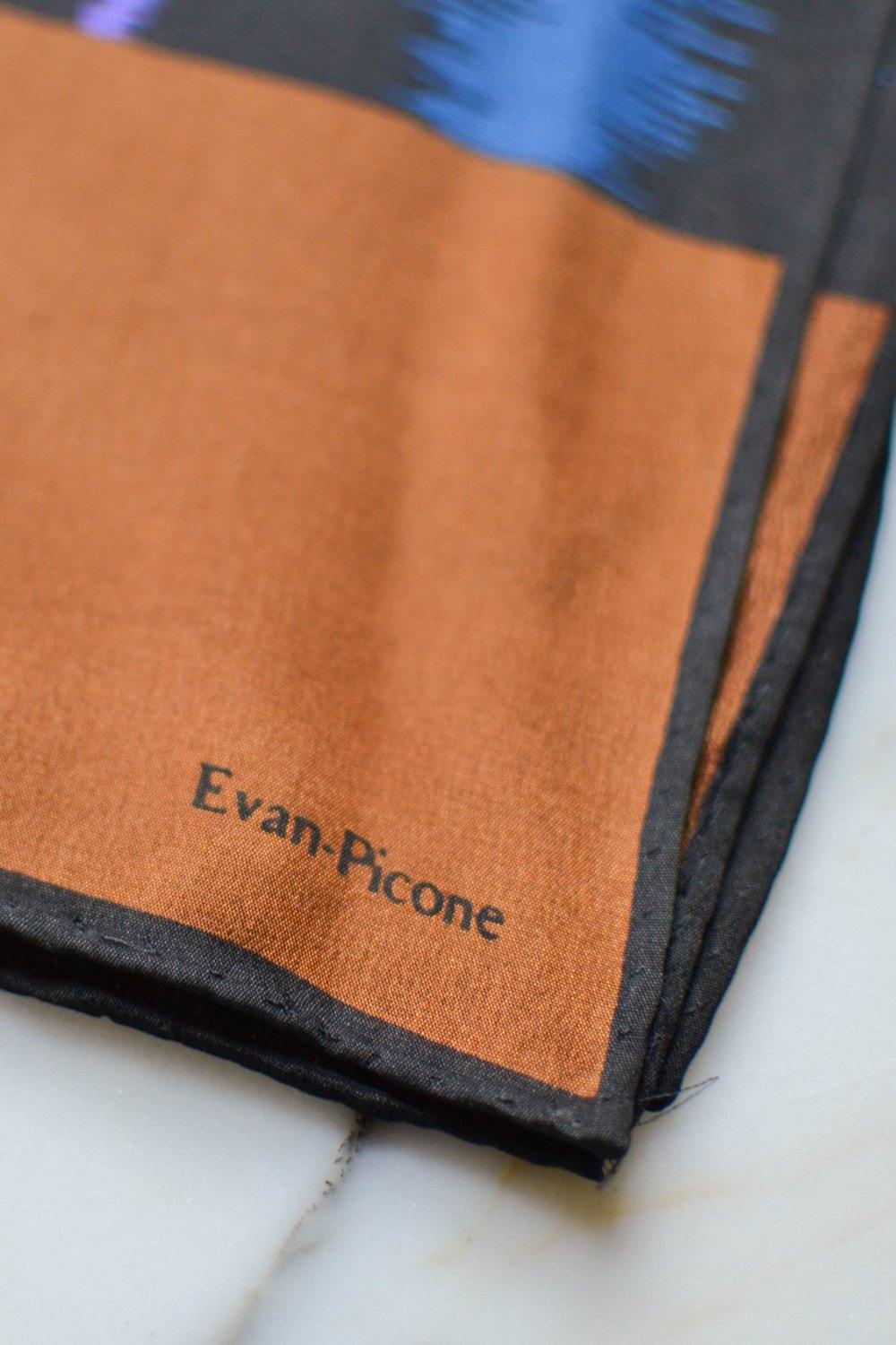 Evan Picone Silk Scarf, Brown, Black, Red, Purple, Blue, Linear by Evan Picone - Vintage Meet Modern Vintage Jewelry - Chicago, Illinois - #oldhollywoodglamour #vintagemeetmodern #designervintage #jewelrybox #antiquejewelry #vintagejewelry