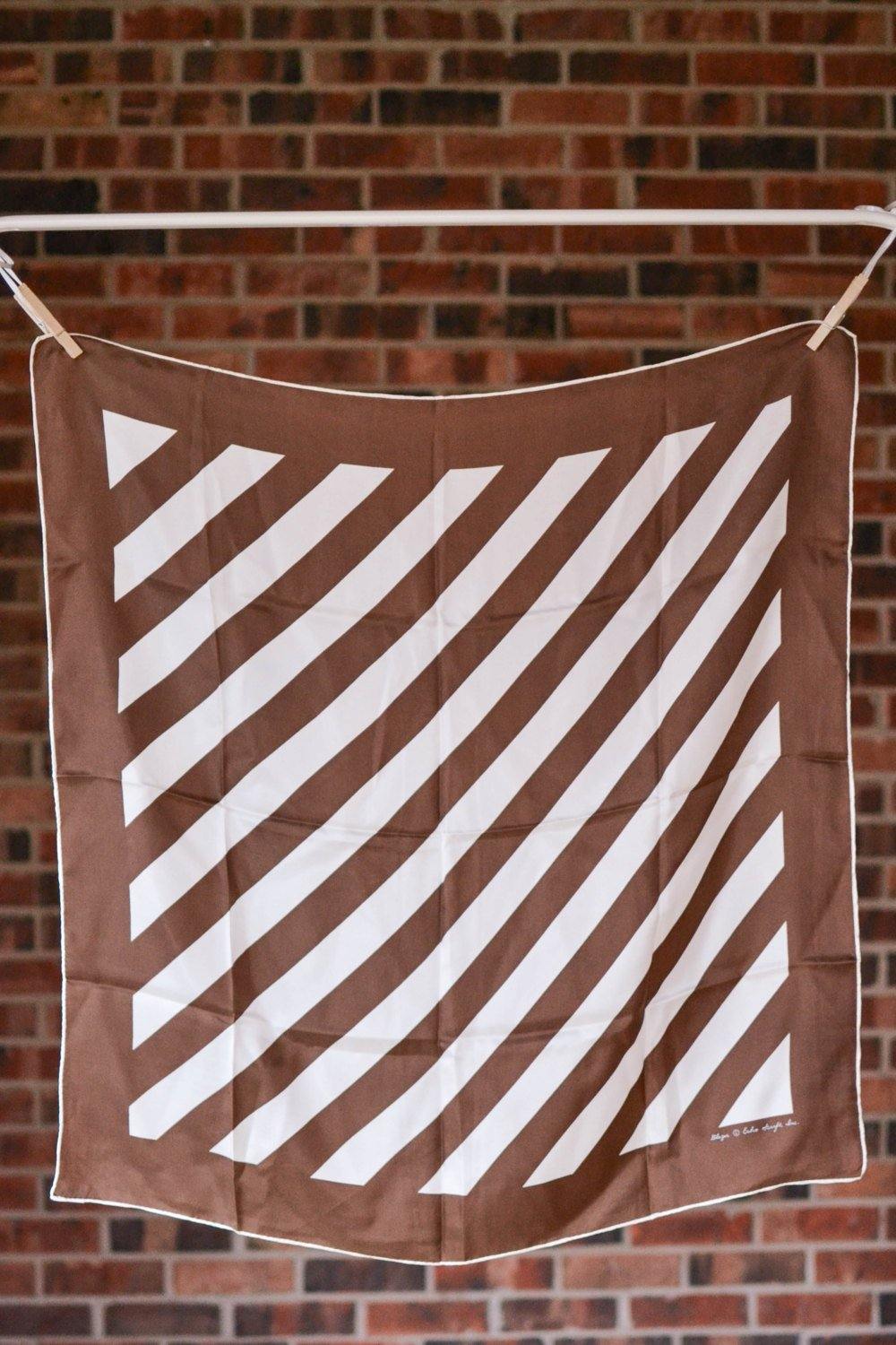 Echo Brown and Cream Silk Scarf, Square, 1970s by Echo - Vintage Meet Modern Vintage Jewelry - Chicago, Illinois - #oldhollywoodglamour #vintagemeetmodern #designervintage #jewelrybox #antiquejewelry #vintagejewelry