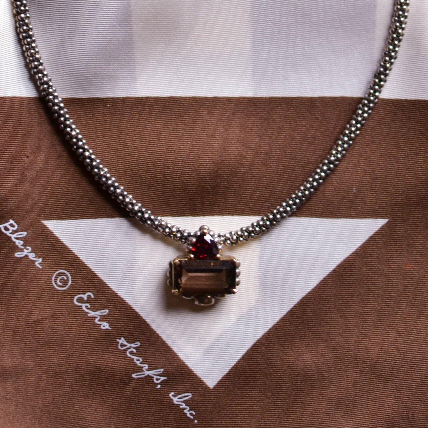 Echo Brown and Cream Silk Scarf, Square, 1970s by Echo - Vintage Meet Modern Vintage Jewelry - Chicago, Illinois - #oldhollywoodglamour #vintagemeetmodern #designervintage #jewelrybox #antiquejewelry #vintagejewelry