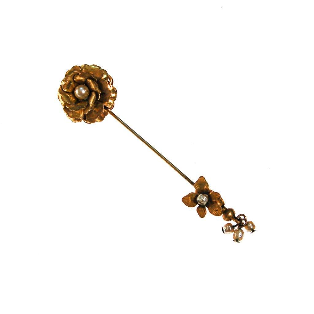Miriam Haskell Gold Flower Stick Pin