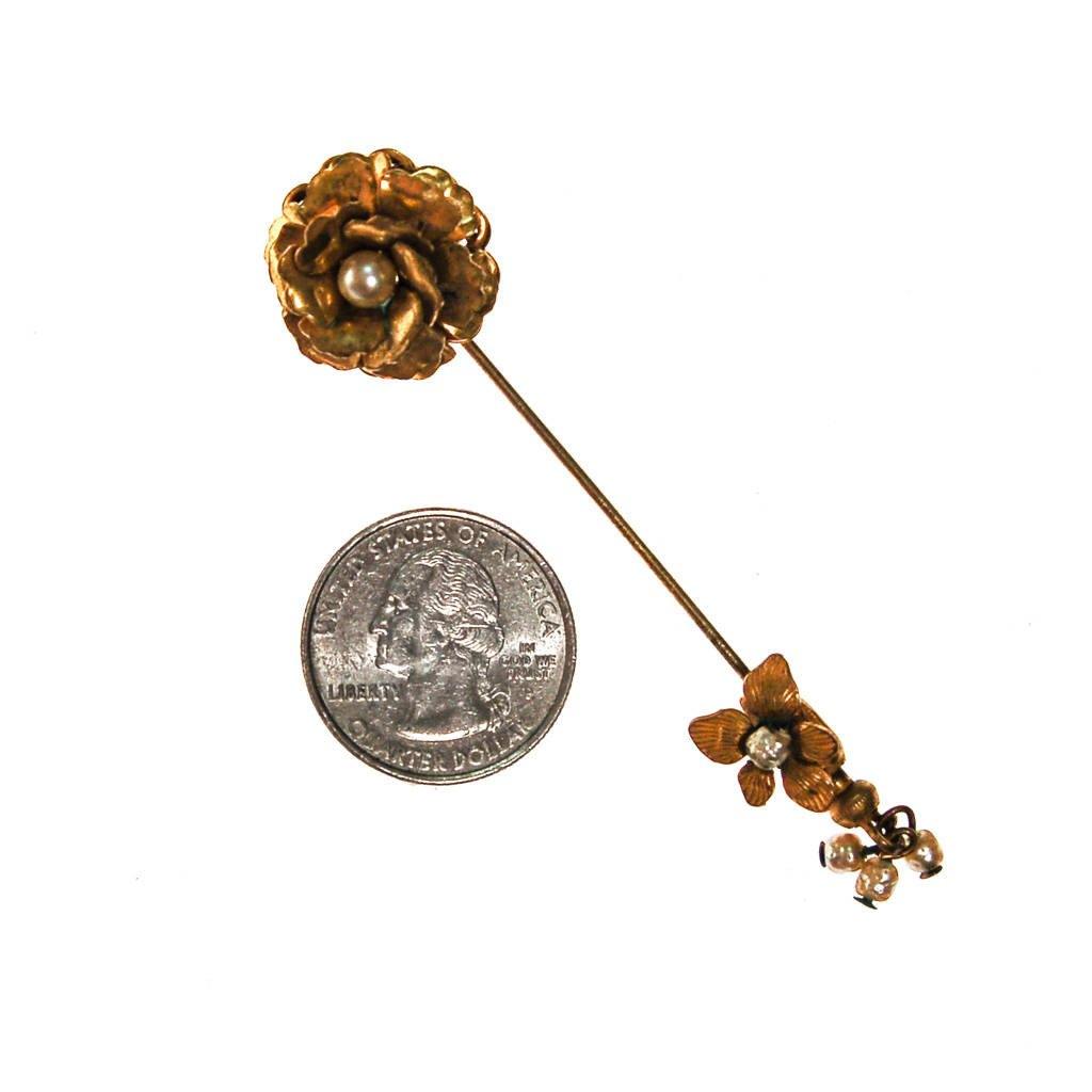 Miriam Haskell Gold Flower Stick Pin by Miriam Haskell - Vintage Meet Modern Vintage Jewelry - Chicago, Illinois - #oldhollywoodglamour #vintagemeetmodern #designervintage #jewelrybox #antiquejewelry #vintagejewelry