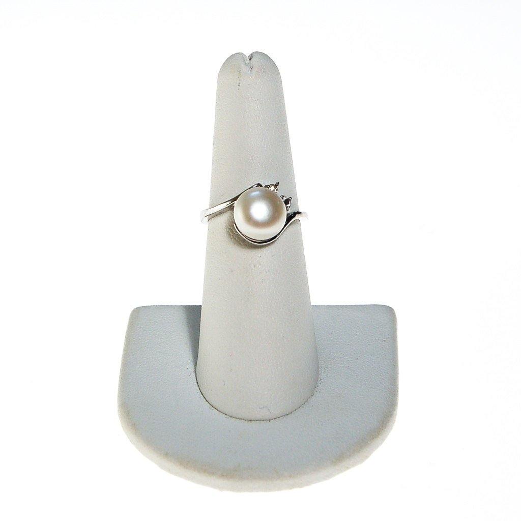 Cultured Pearl and CZ Ring, June Birthstone, Silver Tone, Wedding, Bridal, Engagement Ring by Pearl - Vintage Meet Modern Vintage Jewelry - Chicago, Illinois - #oldhollywoodglamour #vintagemeetmodern #designervintage #jewelrybox #antiquejewelry #vintagejewelry
