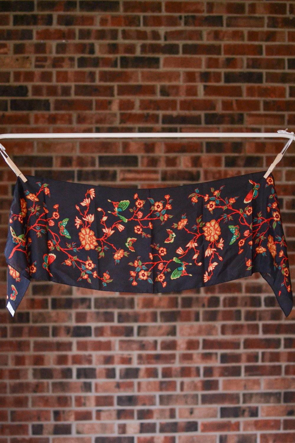 Colorful Silk Scarf with Butterflies and Flowers by Echo by Echo - Vintage Meet Modern Vintage Jewelry - Chicago, Illinois - #oldhollywoodglamour #vintagemeetmodern #designervintage #jewelrybox #antiquejewelry #vintagejewelry