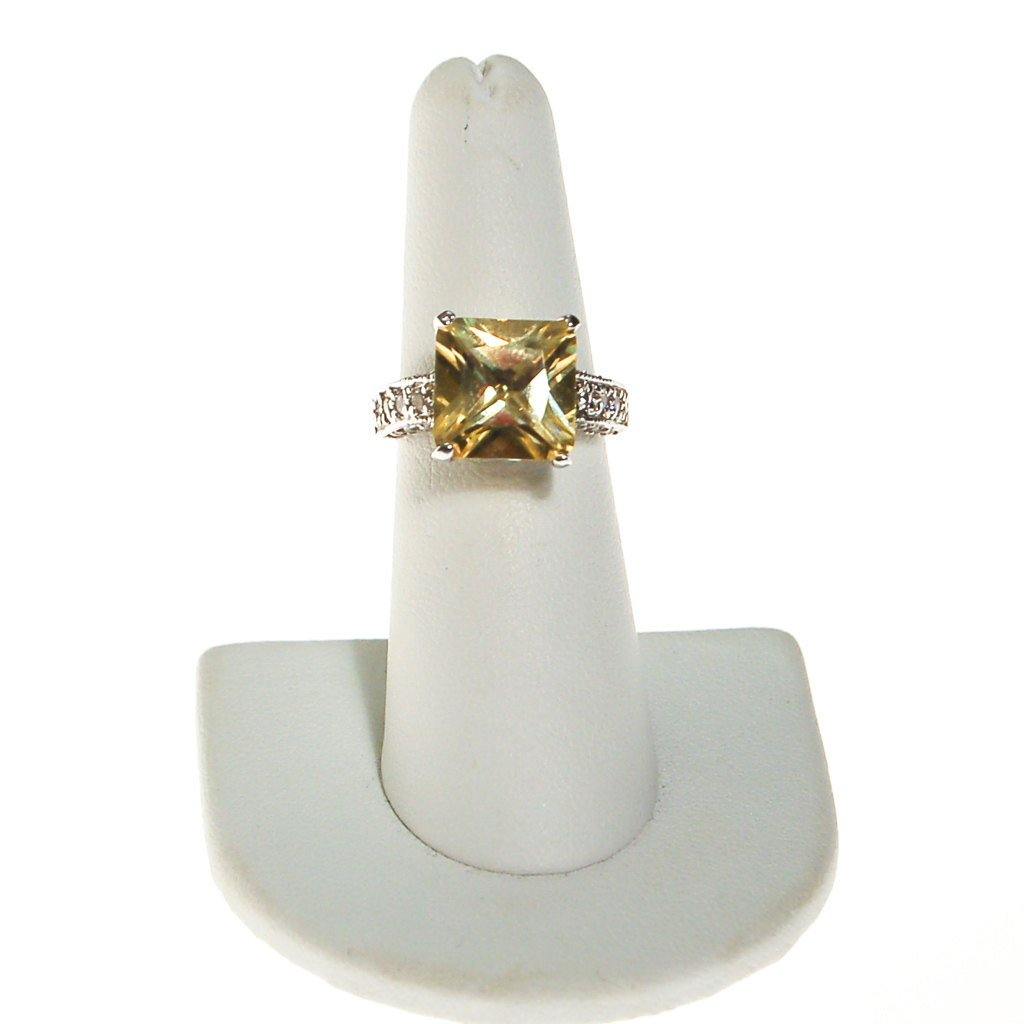 Yellow Diamond CZ and Pave CZ Engagement Ring by Unsigned Beauty - Vintage Meet Modern Vintage Jewelry - Chicago, Illinois - #oldhollywoodglamour #vintagemeetmodern #designervintage #jewelrybox #antiquejewelry #vintagejewelry