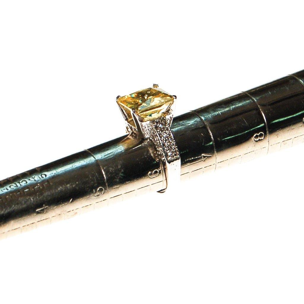 Yellow Diamond CZ and Pave CZ Engagement Ring by Unsigned Beauty - Vintage Meet Modern Vintage Jewelry - Chicago, Illinois - #oldhollywoodglamour #vintagemeetmodern #designervintage #jewelrybox #antiquejewelry #vintagejewelry