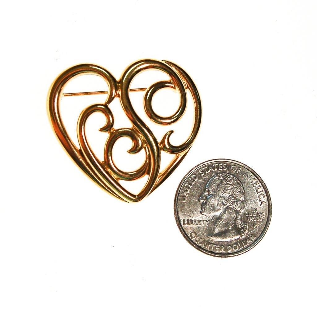 Gold Monet Heart Brooch by Monet - Vintage Meet Modern Vintage Jewelry - Chicago, Illinois - #oldhollywoodglamour #vintagemeetmodern #designervintage #jewelrybox #antiquejewelry #vintagejewelry