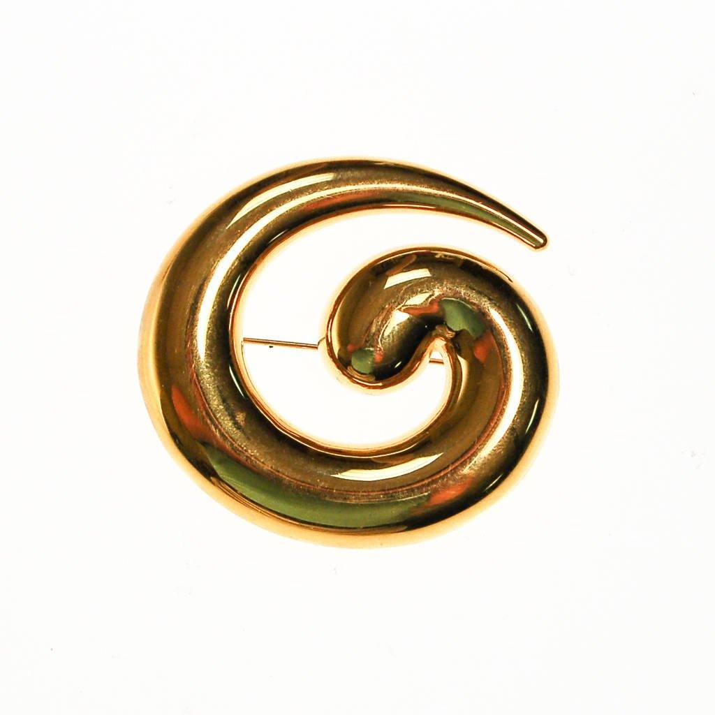 Gold Monet Brooch, Swirl, Modern, Abstract Designer