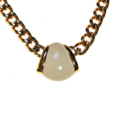 Gold Monet Necklace with Cream Pendant, Classic design by Monet - Vintage Meet Modern Vintage Jewelry - Chicago, Illinois - #oldhollywoodglamour #vintagemeetmodern #designervintage #jewelrybox #antiquejewelry #vintagejewelry