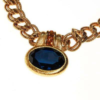 Napier Mogul Style Statement Necklace Gold with Sapphire Blue Swarovski Rhinestone and Citrine Crystal Accents by Napier - Vintage Meet Modern Vintage Jewelry - Chicago, Illinois - #oldhollywoodglamour #vintagemeetmodern #designervintage #jewelrybox #antiquejewelry #vintagejewelry