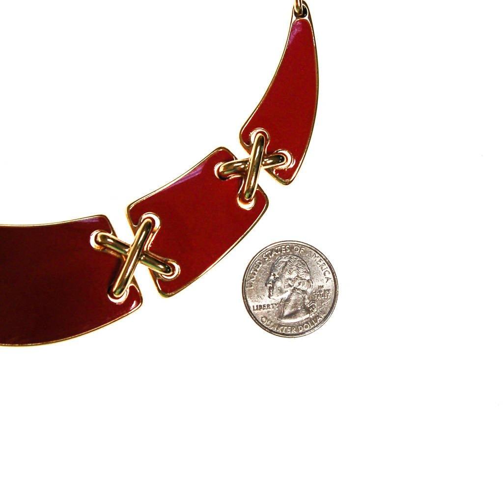 Gold and Red Enamel Statement Necklace by Monet, Collar Style by Monet - Vintage Meet Modern Vintage Jewelry - Chicago, Illinois - #oldhollywoodglamour #vintagemeetmodern #designervintage #jewelrybox #antiquejewelry #vintagejewelry