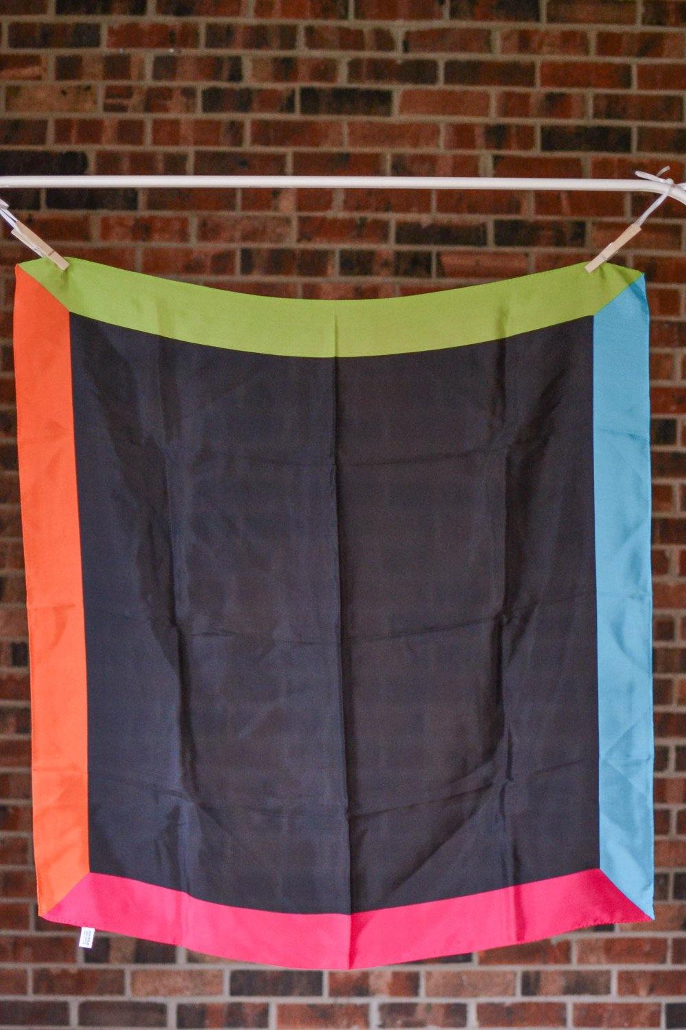 Bright Color Block Silk Scarf by Silk - Vintage Meet Modern Vintage Jewelry - Chicago, Illinois - #oldhollywoodglamour #vintagemeetmodern #designervintage #jewelrybox #antiquejewelry #vintagejewelry