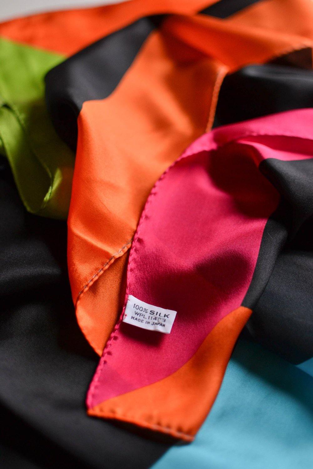 Bright Color Block Silk Scarf by Silk - Vintage Meet Modern Vintage Jewelry - Chicago, Illinois - #oldhollywoodglamour #vintagemeetmodern #designervintage #jewelrybox #antiquejewelry #vintagejewelry