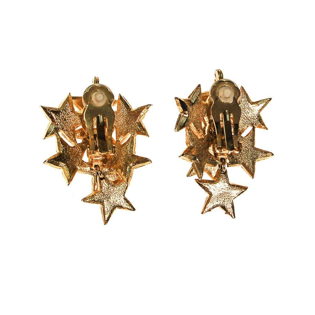 Gold Rhinestone Star Statement Earrings by Unsigned Beauties - Vintage Meet Modern Vintage Jewelry - Chicago, Illinois - #oldhollywoodglamour #vintagemeetmodern #designervintage #jewelrybox #antiquejewelry #vintagejewelry