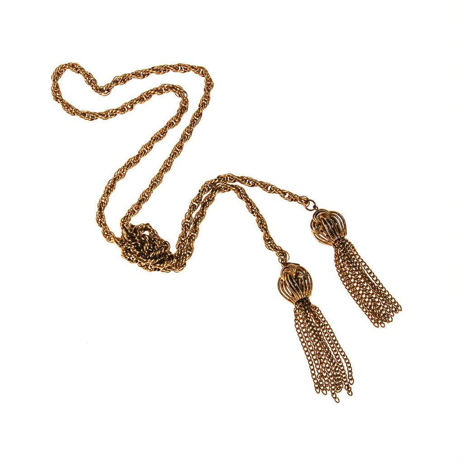 Monet Gold Tassel Lariat Necklace by Monet - Vintage Meet Modern Vintage Jewelry - Chicago, Illinois - #oldhollywoodglamour #vintagemeetmodern #designervintage #jewelrybox #antiquejewelry #vintagejewelry
