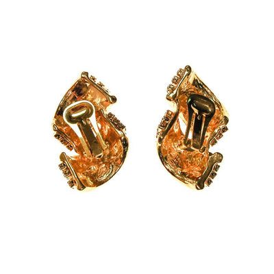 Gold Tone and Rhinestone Statement Earrings by Made in the USA - Vintage Meet Modern Vintage Jewelry - Chicago, Illinois - #oldhollywoodglamour #vintagemeetmodern #designervintage #jewelrybox #antiquejewelry #vintagejewelry