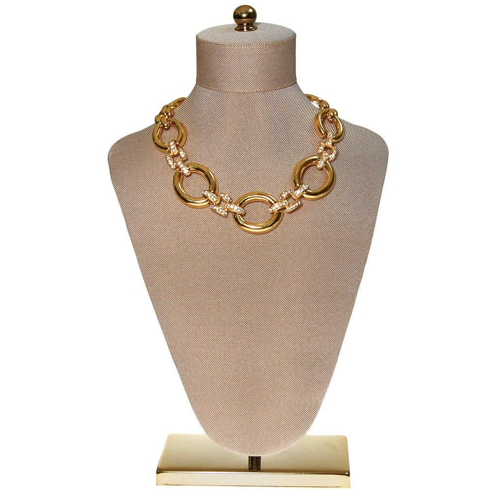 Givenchy Style Large Gold Link Necklace with Rhinestone Accents by Givenchy Style - Vintage Meet Modern Vintage Jewelry - Chicago, Illinois - #oldhollywoodglamour #vintagemeetmodern #designervintage #jewelrybox #antiquejewelry #vintagejewelry