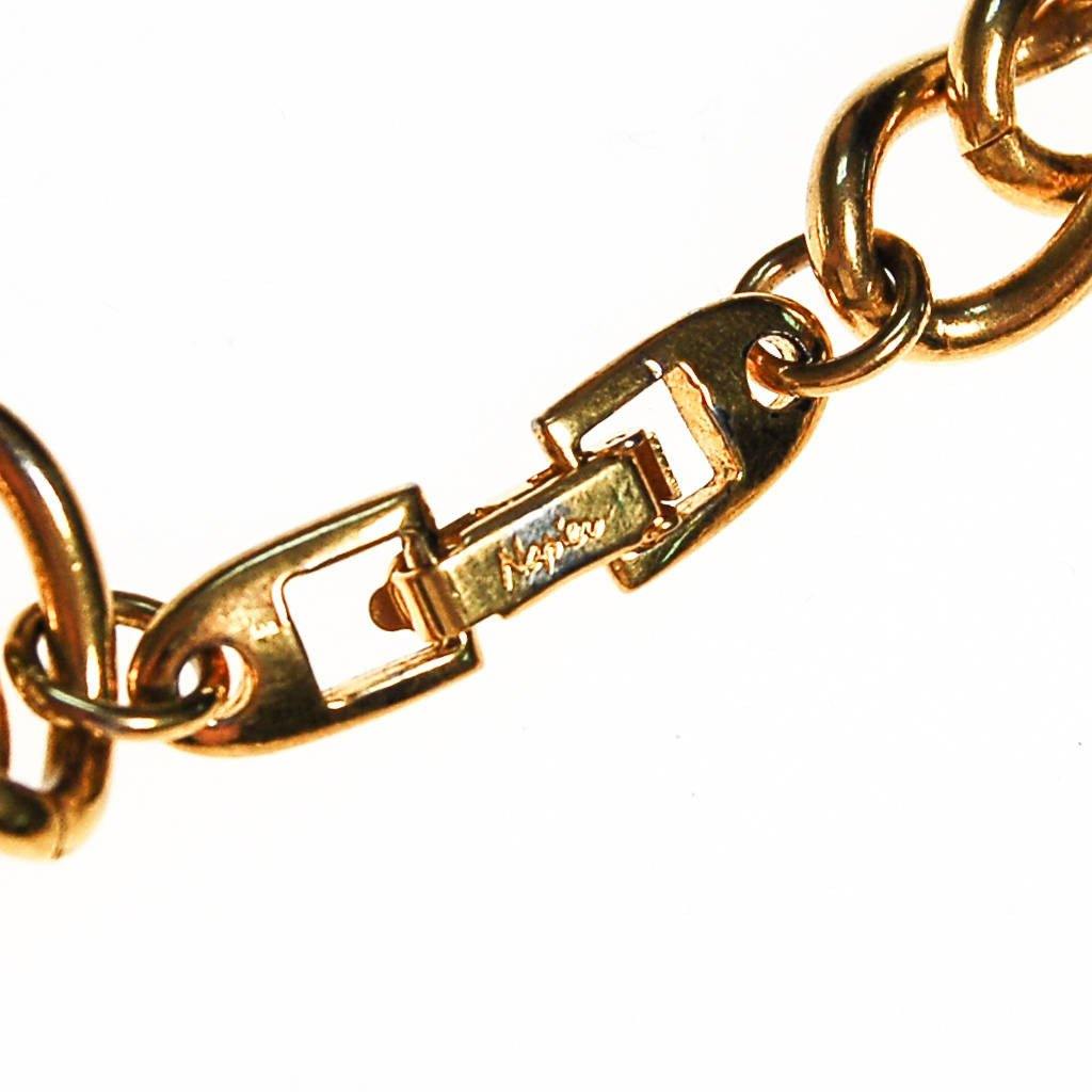 Napier Charm Necklace with Red Garnet Lucite Cabochons by Napier - Vintage Meet Modern Vintage Jewelry - Chicago, Illinois - #oldhollywoodglamour #vintagemeetmodern #designervintage #jewelrybox #antiquejewelry #vintagejewelry