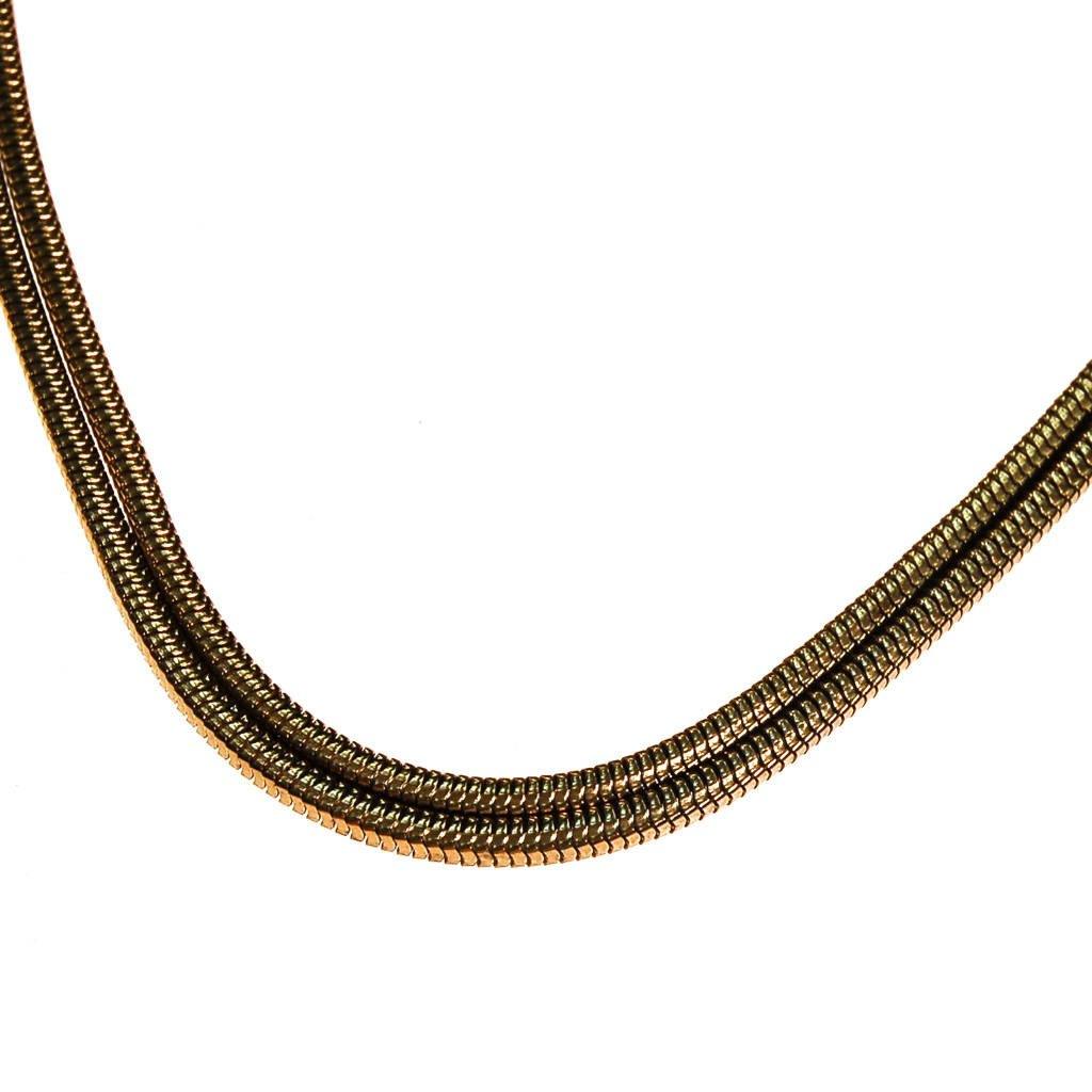 Gold tone Tassel Necklace, Multi-strand by unsigned - Vintage Meet Modern Vintage Jewelry - Chicago, Illinois - #oldhollywoodglamour #vintagemeetmodern #designervintage #jewelrybox #antiquejewelry #vintagejewelry